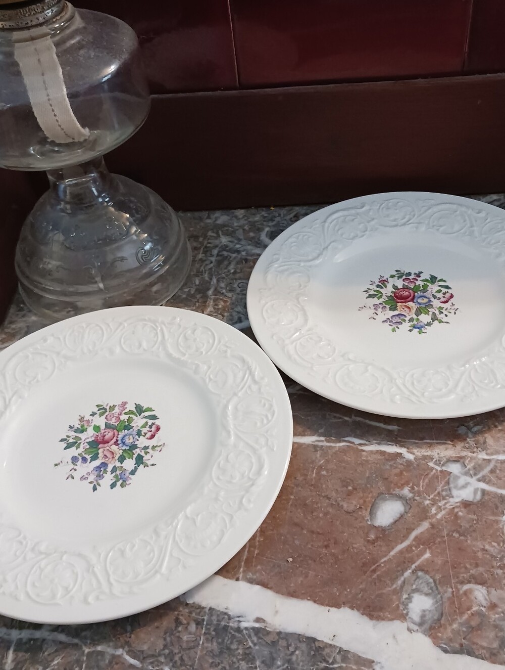Two Wedgwood Swansea Luncheon Plates, Vintage 1960s English Porcelain